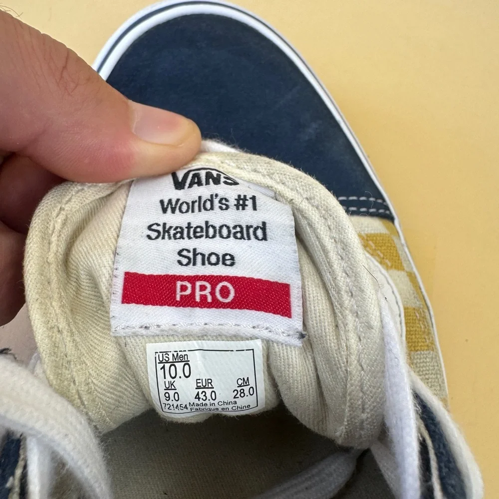 Vans Old Skool PRO Navy & Mustard Checkered ! - Picture 7 of 7